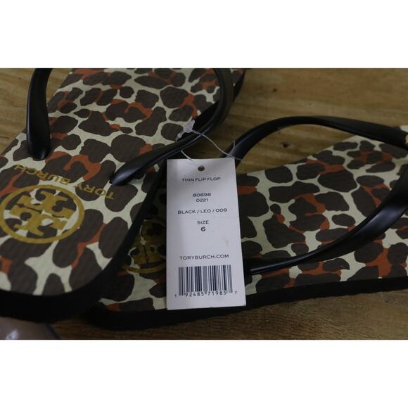 New Tory Burch Flip Flops 6M Animal Leopard Print Eva Thong Sandals Shoes - Picture 5 of 5